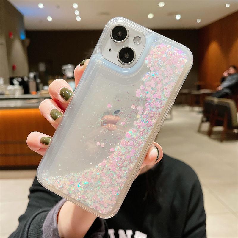iPhone 16 Чехол с блестками, жидким песком, защитой от падения 15Pro Max для Apple 14/17
