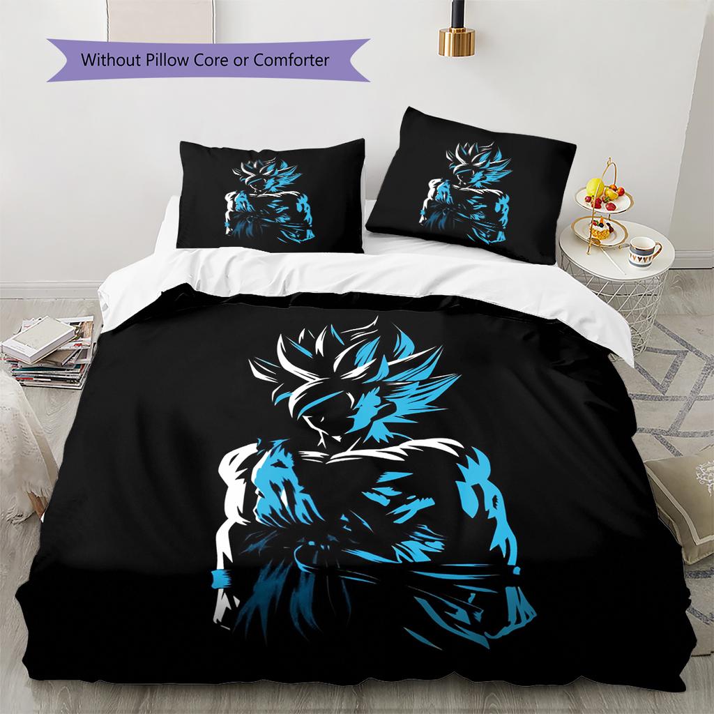 Постельное белье с рисунком Сон Гоку из Dragon Ball, Домашний декор, Подарок на день рождения (1 пододеяльник + 2 наволочки, без наполнителя)