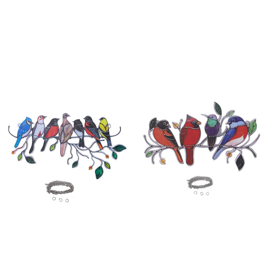 Stained Glass Color Birds Acrylic Window Wall Hanging Pendant Decorative Decors
