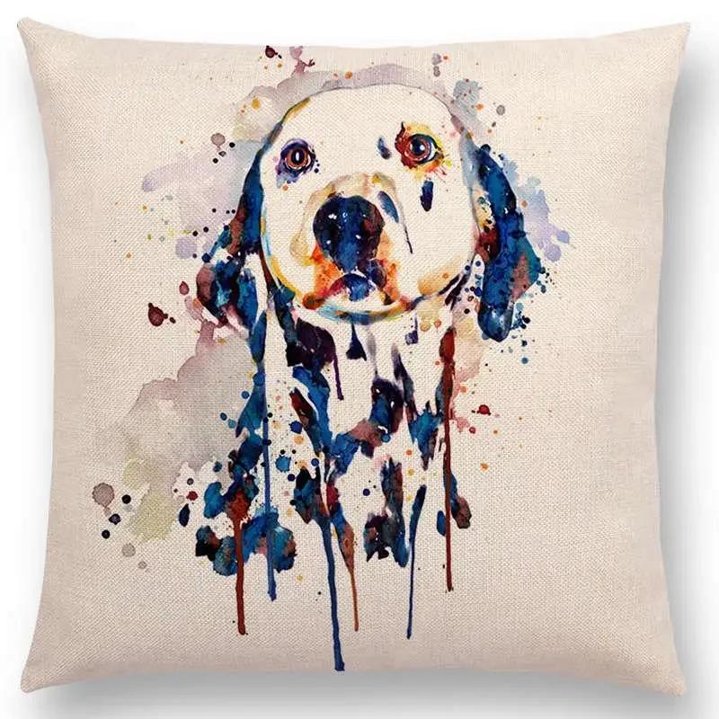 Watercolor Animals Cushion Cover Portrait Head Bighorn Lion Leopard Tiger Bear Eagle Horse Dogs Home Sofa Throw Pillow Case