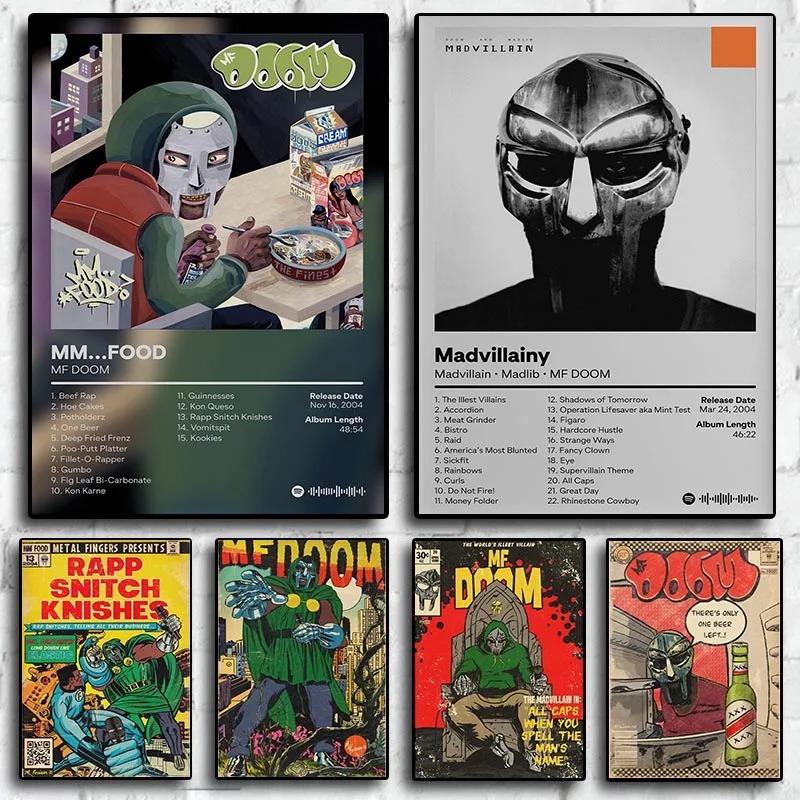 Рэперская хип-хоп рок-группа MM Food Mask MF Doom Comic Альбом Плакат Эстетический холст для настенного искусства Гостиная Украшение дома