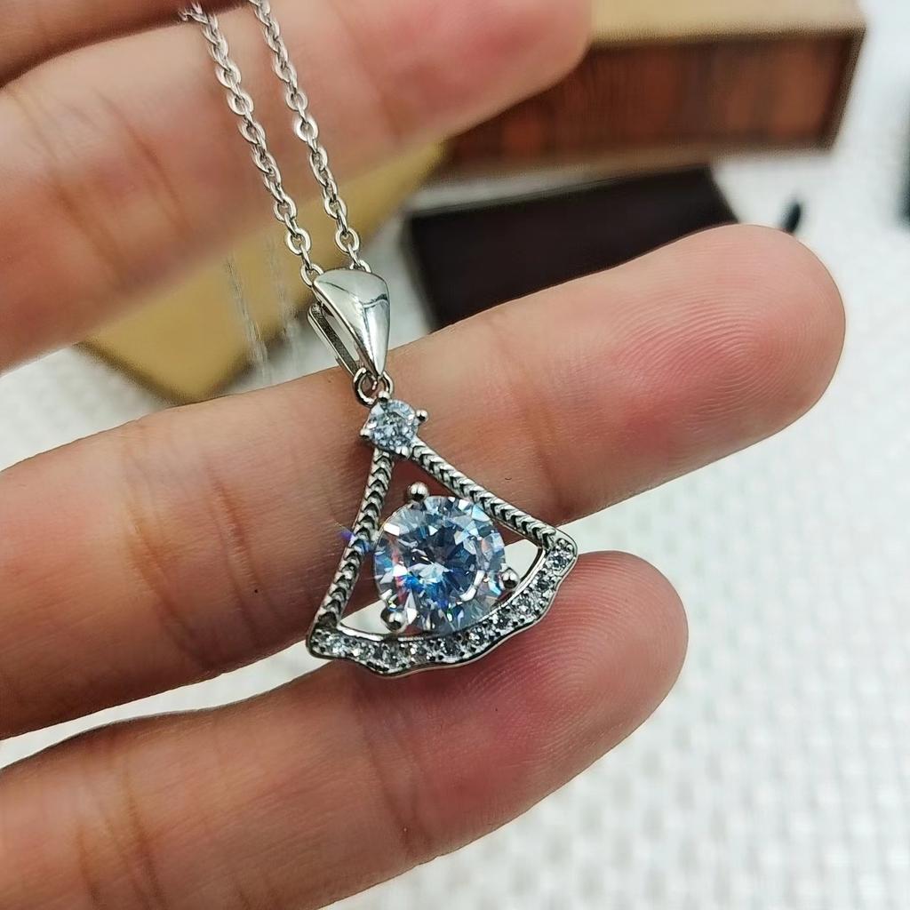 Charming Skirt Pendant Necklace Female, Five A Zircon Simulation 2 Carat Dance Skirt Collarbone Chain