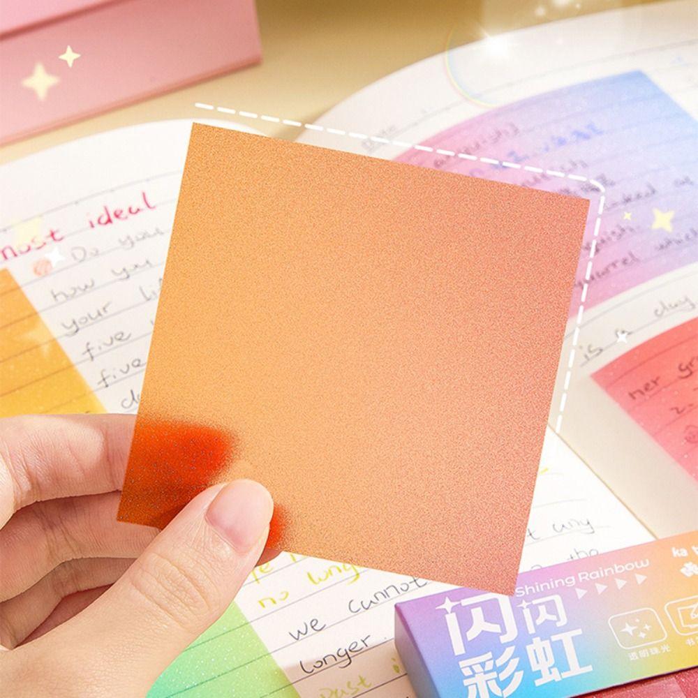 100sheets Pearlescent Sticky Notes Pull-out Sticky Memo Simple Note Paper  Gift