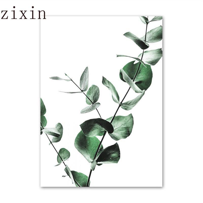 Зеленая картина Монстера с листьями эвкалипта, настенное искусство, холст, картина, скандинавский постер, чернильная ладонь для гостиной, спальни, домашний декор