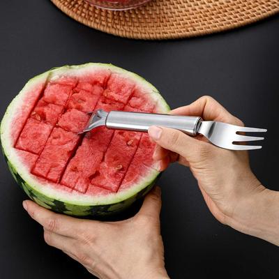 Новый многофункциональный нож-делитель для дыни из нержавеющей стали, ложка-резак для арбуза, волшебный инструмент для поедания дыни, двусторонний фруктовый нож