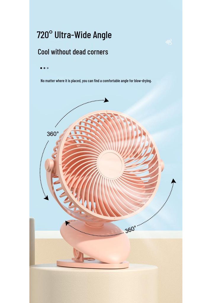 USB Rechargeable Silent Clip-On Fan: Washable & Strong Wind for Desktops and Dorms