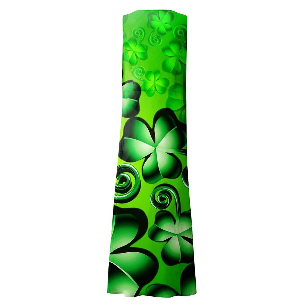 Women's Casual Comfort St. Patrick's Day Printed Sleeveless Pocket Dress