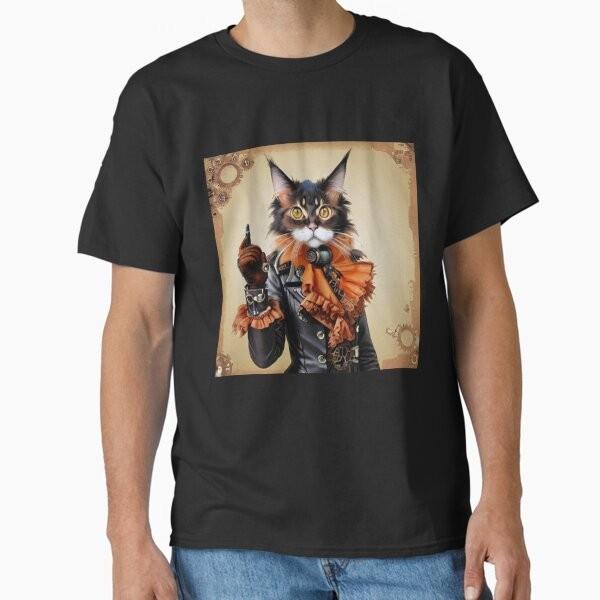 Steampunk Gentleunisex Maine Coon Cat Classic TShi Made In UsaAus TShirt S2xl