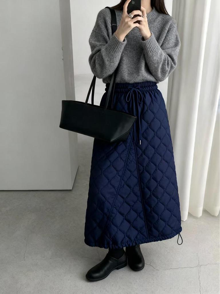2025 Fall/Winter High-Waisted Quilted Skirt