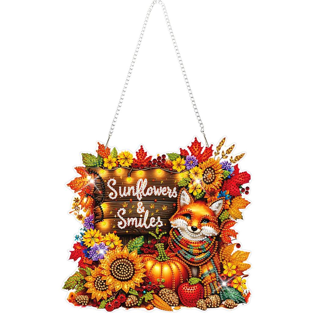 DIY Autumn Thanksgiving 2D Flat Acrylic Diamond Painting Kits Diamond Art Pendant for Home Decoration and Gift