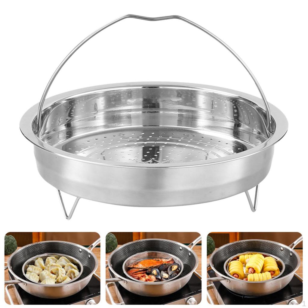 Stainless Steel Steamer Basket Household Insert Raised Stand, Practical with Handle