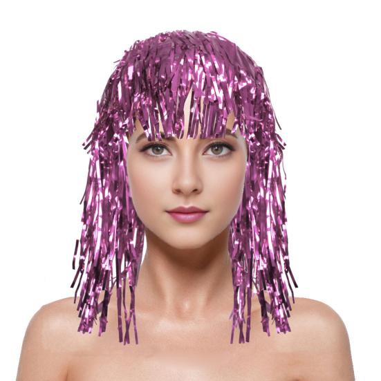 Парики из фольги для взрослых, блестящие парики из мишуры для карнавальных костюмов, блестящие парики из металлической мишуры, маскарадная диско-колпа для фотобудки, реквизит, принадлежности для косплея