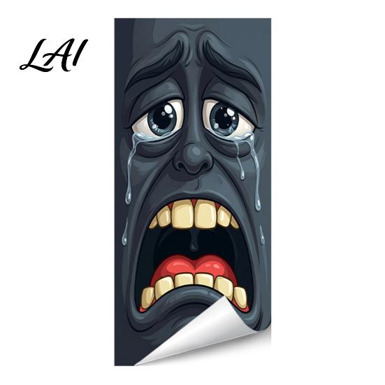 Holiday Trash Can Party Decorations Funny Cartoon Sticker Cute Big Eye Expression Decorative Removable PVC Stickers for Recycling Bins Adhesive