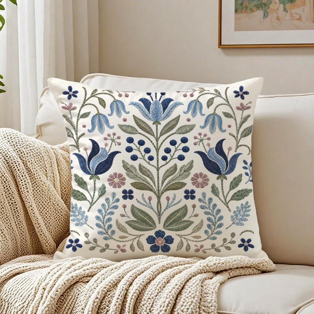 Beautiful Flowers Leaves Pillow Case Organic Short Plush Cushion Covers Breathable Washable WrinkleResistant