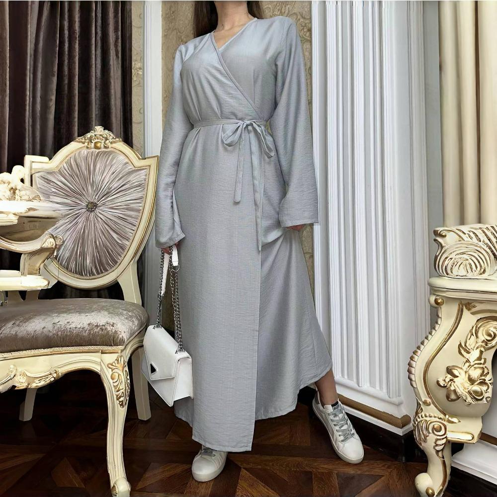 LYRIA Модное Однотонное Платье-Миди с Поясом, Стройнящее, Новая Женская Одежда, Платье-Комбинация, Стильное Платье с Запахом