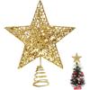 6-дюймовая мини-звезда на верхушку рождественской елки, маленькая золотая звезда на верхушку елки, металлическая блестящая рождественская звезда, украшение на рождественскую елку для елки 3-4 фута