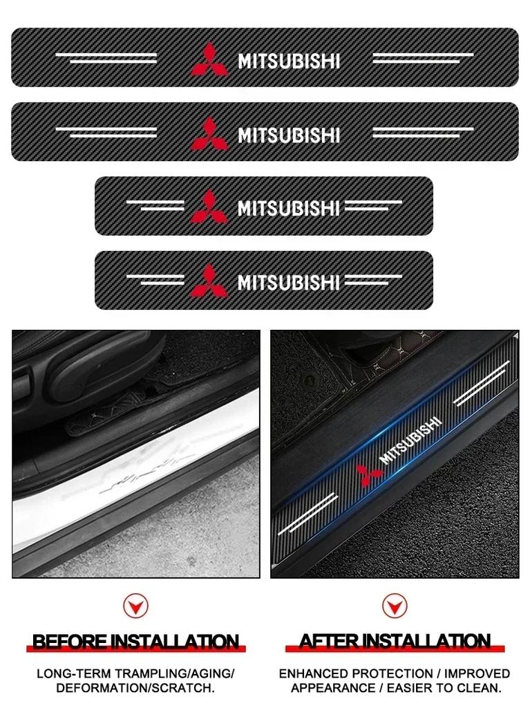 Набор из 4-х наклеек на пороги автомобиля из углеродного волокна, совместимый с Mitsubishi ASX Lancer Pajero Outlander L200 EVO Lancer EX