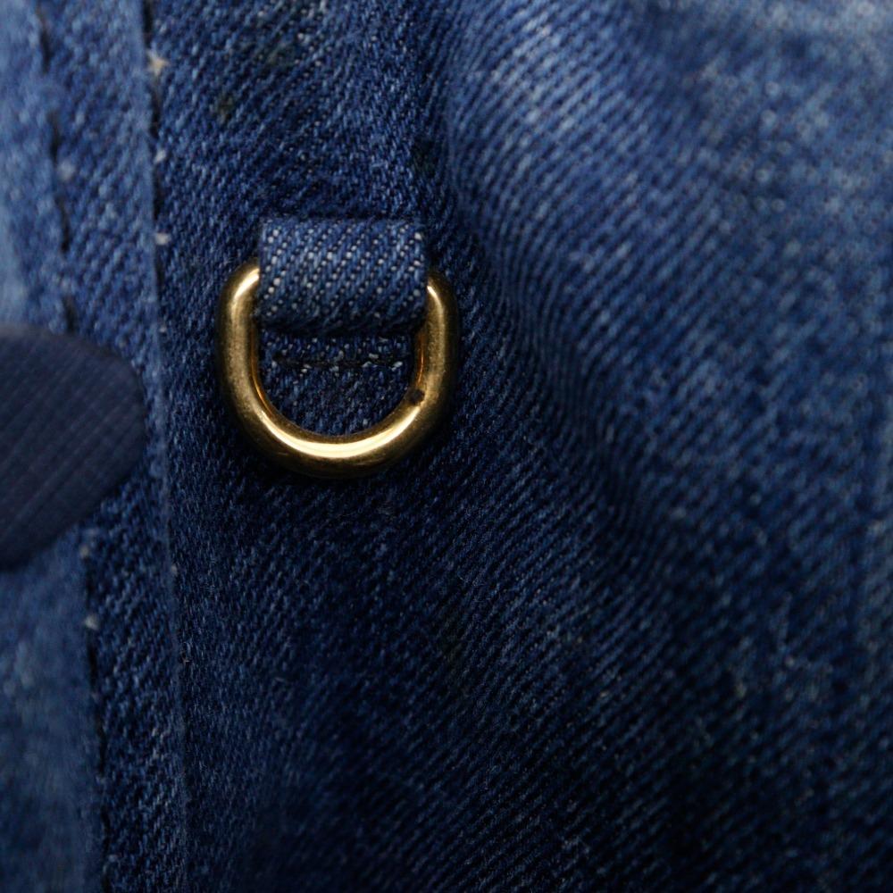 Prada Canapa Handbag 1BG439 Tote Bag Blue Denim Women Used