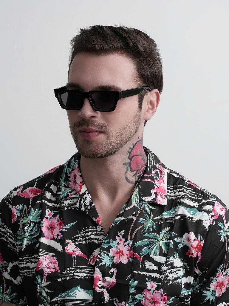 Ruiao модные черные маленькие прямоугольные солнцезащитные очки в толстой оправе для мужчин и женщин прямоугольные летние солнцезащитные очки