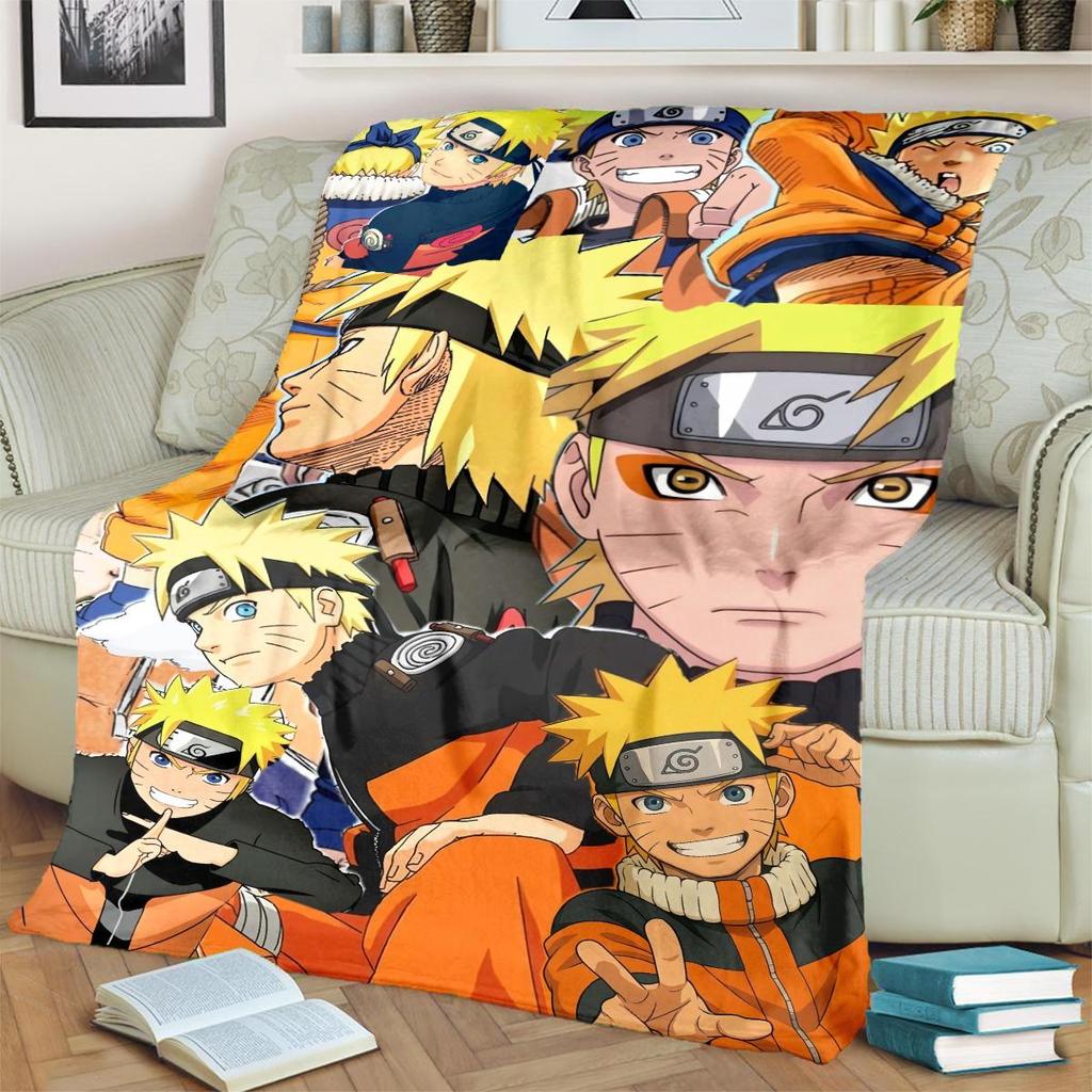 Anime-Naruto Print Blanket Warm Comfortable Flannel Blanket for Bedrooms, Sofas, Beds, Chairs, Picnics, Travel -LXR69