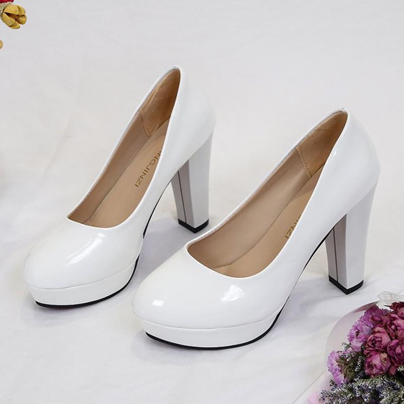 Fashion Women Pumps Shoes Pointed Toe High Heels PU Leather Shallow Slip-On Round Toe Casual Wedding Party Derss Solid Heels Women Shoes