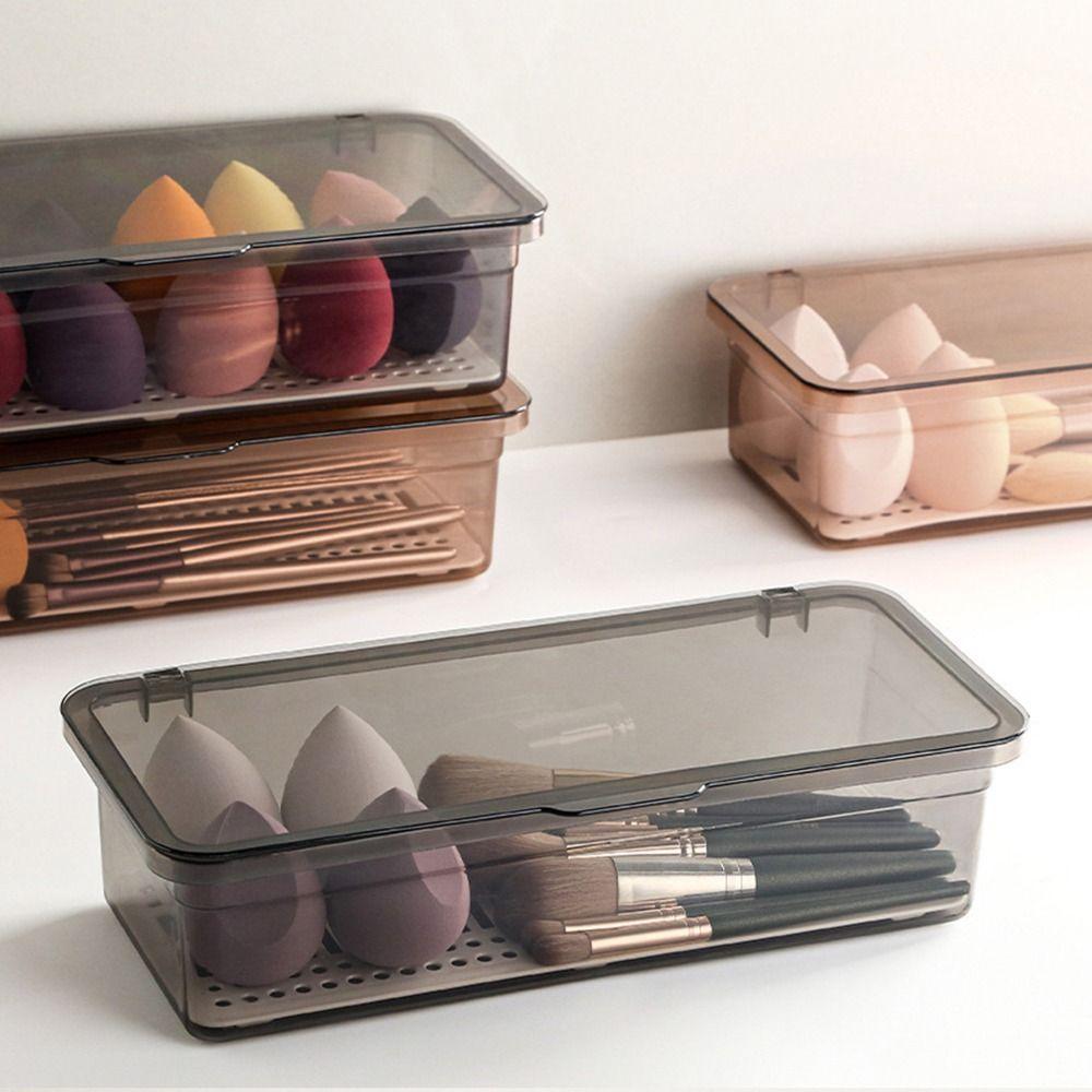 Makeup Brush Holder With Cover Desktop Organizer Cosmetics Storage Storage Box Stationery Container