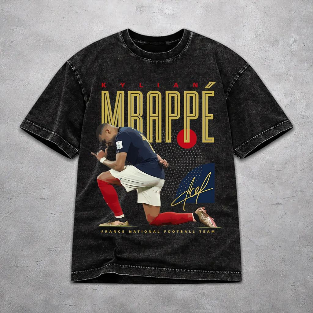 Km Mbappes Dictador Meme Washed T Shirt Novelty Harajuku Men Women Hiphop Tshirts Short Sleeve