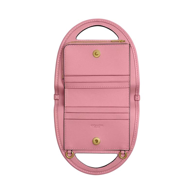 Coach Оригиналы 15 съемный цепочный плечевой ремень кожаный держатель для карт обычный женский розовый розовый