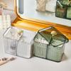 Qtip Holder Dispenser 3-Section Clear Bathroom Organizer Jar Swab/Pad/Ball Holder Container Cosmetics Storage for Vanity