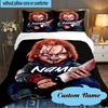 Custom Name 3PCS Chucky's Bloody Tale Bedding Set Including 1pc Duvet Cover And 2pcs Pillowcases for Bedroom, Dormitory Gift Home Decor