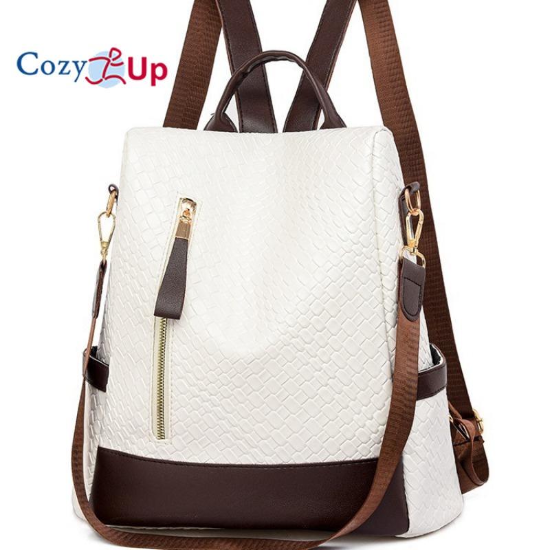 Уютный противоугонный рюкзак из искусственной кожи большой вместимости в стиле ретро, ​​минималистичный женский рюкзак для путешествий