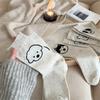 Cute Cartoon Dog Short Socks Dot Yarn Women Mid-calf Socks Soft Cotton Tube Socks  Girl