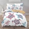 Sea Turtle Duvet Cover Queen Size Boy Beach Turtle Comforter Cover Polyester 2/3pcs Teal Aqua Blue Abstract Tortoise Bedding Set