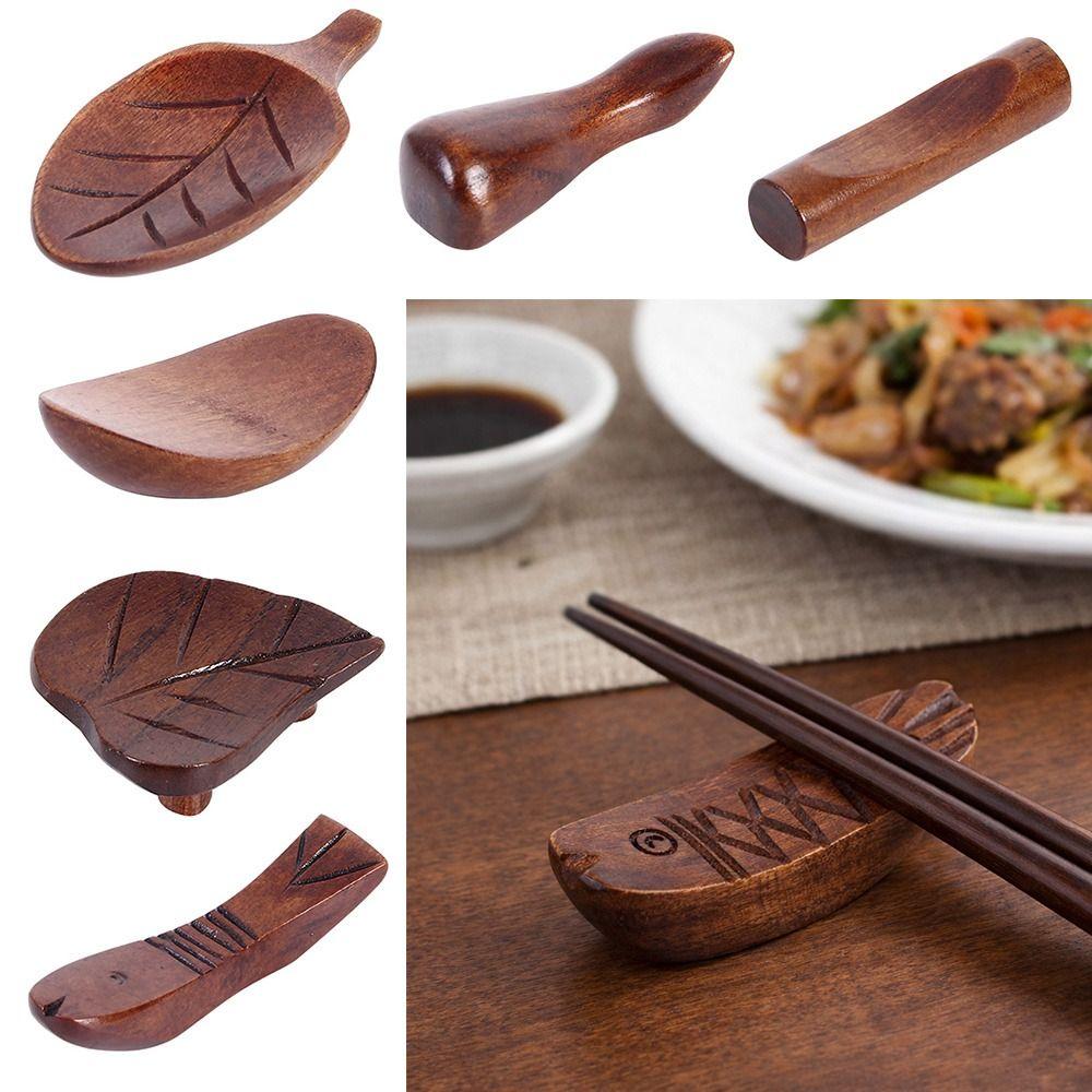 1pcs Wooden Chopstick Rest Multi-shape Chopsticks Pillow Multi-functional Chopstick Holder Desktop