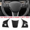 Carbon Fiber Cover Steering Wheel Trim Sticker Frame Steering Wheel Modification Decoration For Tesla Model 3 Model Y