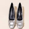 Elegant and Simple Women's Pumps 2024 New Korean Style Silver Mary Jane Shoes Fashionable Shallow Mouth Ladies Single Shoes