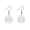 Classic Lotus Dangle Earrings Stainless Steel Bohemian Flower Round Drop Earring Jewelry Gift for Women
