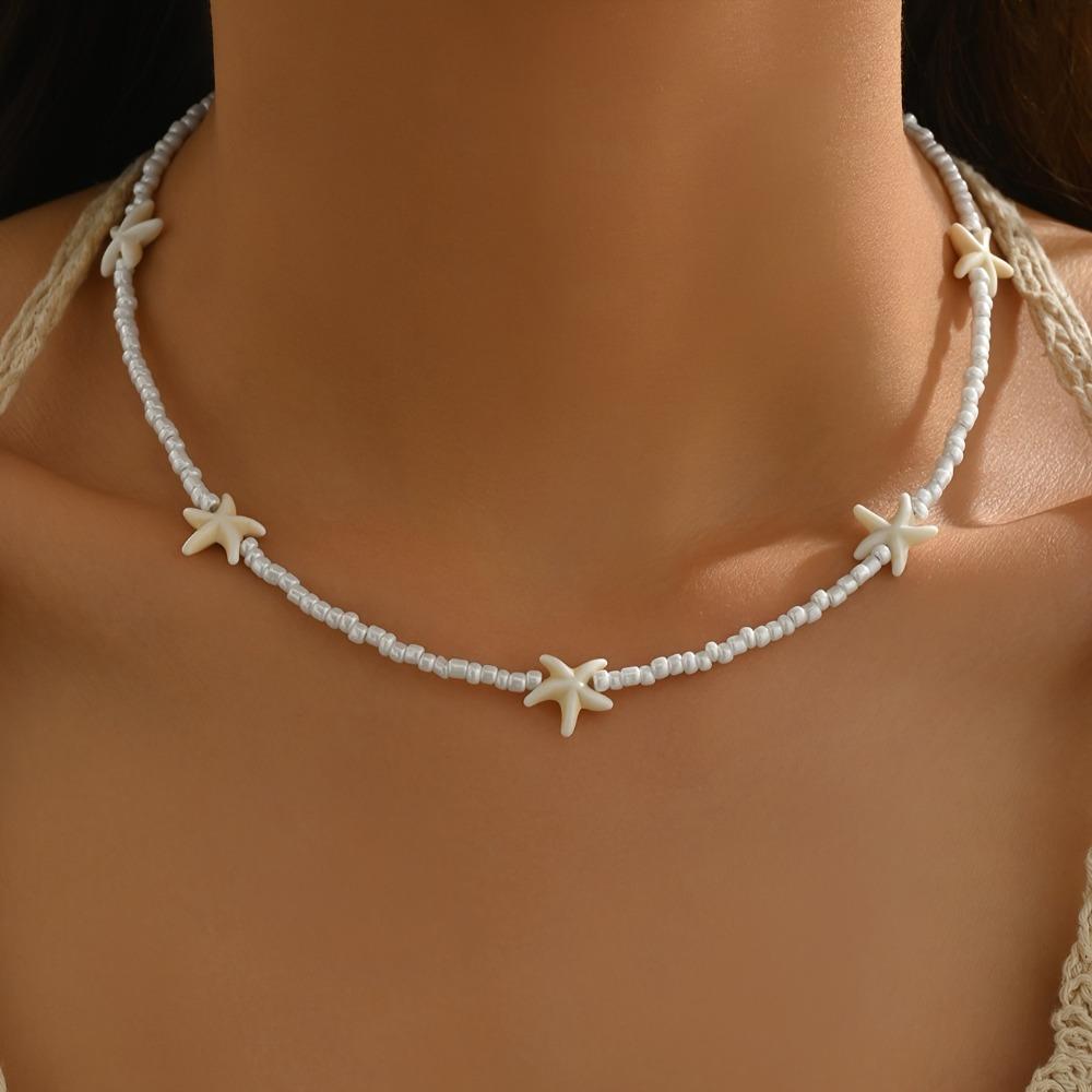 Elegant Tassel Starfish shells Necklace Metal Clavicle Chain Exquisite Charm Choker