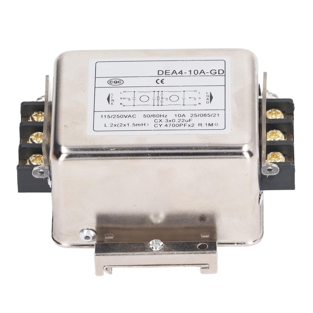 EMI-фильтр 10A Подавление помех Фильтрация шумов Установка на 35мм рейку Однофазный фильтр питания