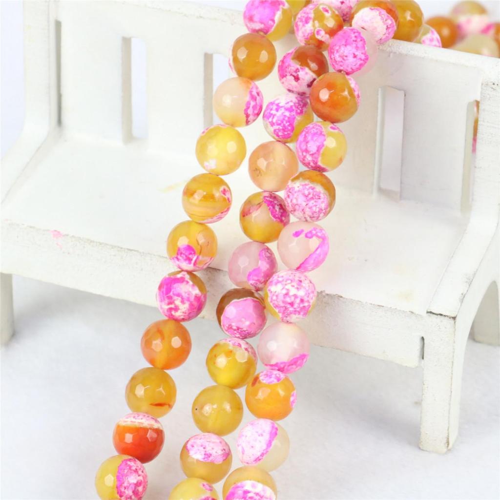 10 мм граненые круглые розовые, желтые агаты, оникс, свободные бусины из натурального камня для женщин и девочек, украшения «сделай сам» для изготовления ювелирных изделий, дизайн