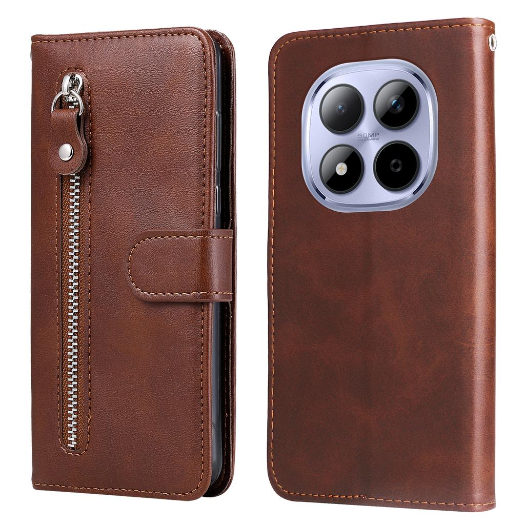 For Xiaomi Redmi Note 15 Pro 5G PU Leather Cases with Zipper Pocket Wallet Phone Cover Stand