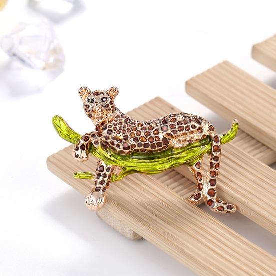 Oil-dripping Leopard Brooch Elegant Animal Shape Sweater Cardigan Coat Business Suit Lapel Pin Fashion Jewelry Gift Clothing Accessories