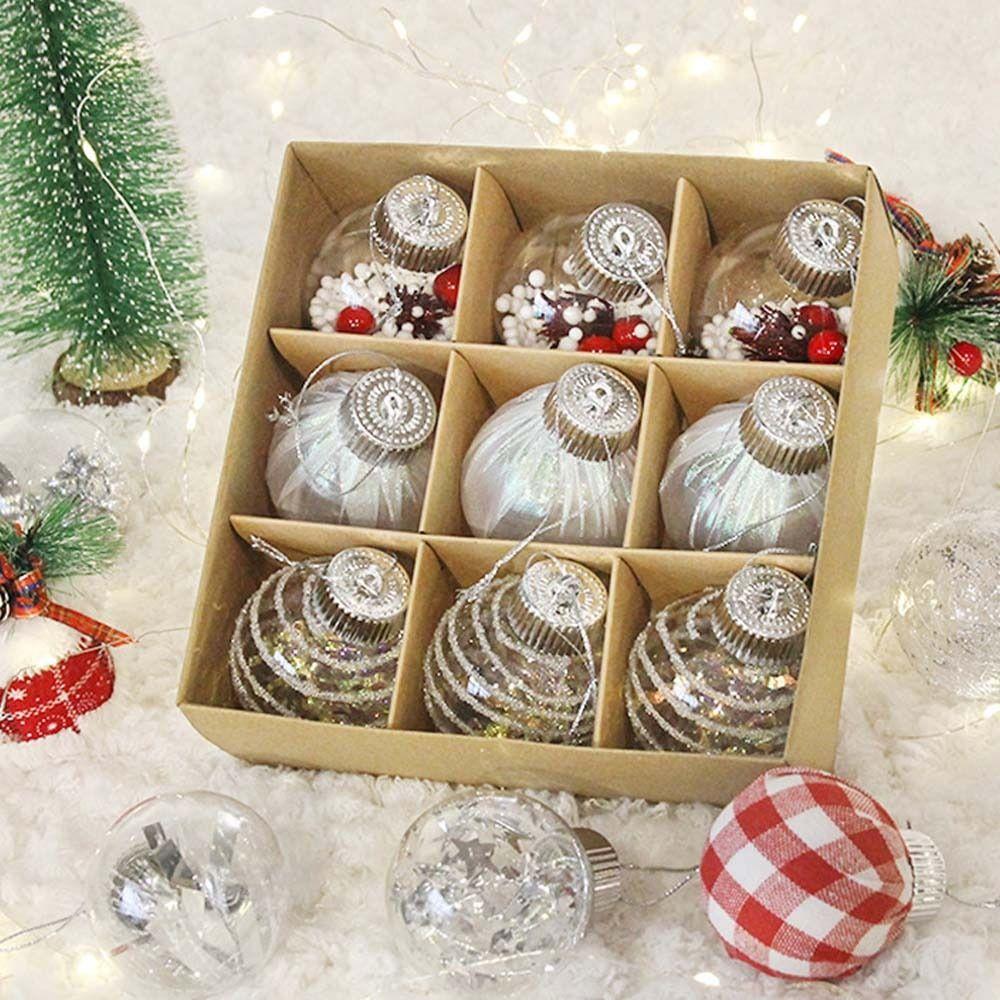 9pcs DIY Painted Christmas Hanging Balls 6cm Merry Christmas Decor Party Favors