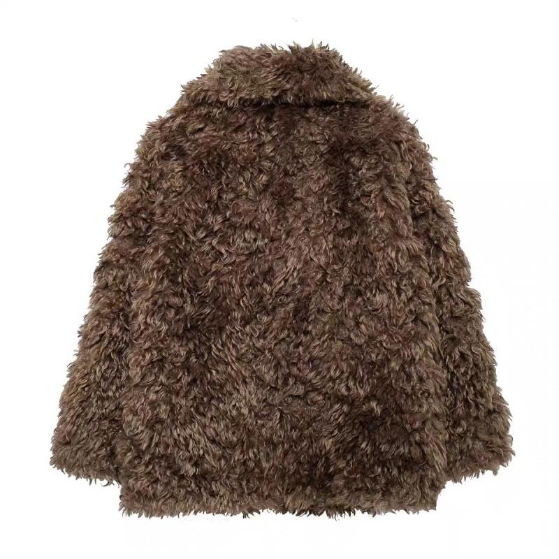 Womens Winter Faux Fur Short Coat With Collar Elegant Chic Style 2025 Collection