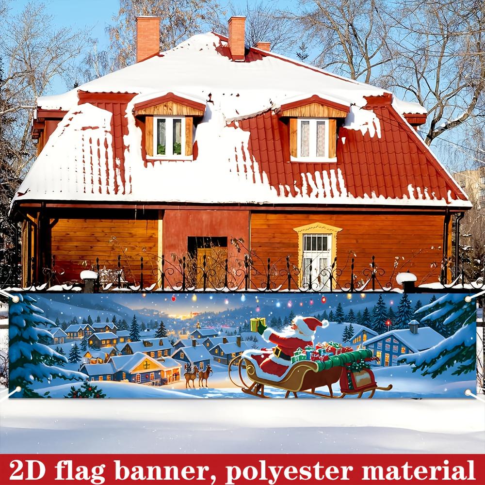 Outdoor Christmas Holiday Banner 78.7in, Polyester Yard Sign for Garden Fence Decor