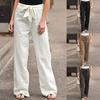 Женская одежда, однотонные свободные брюки большого размера на шнуровке, широкие брюки с эластичной резинкой на талии