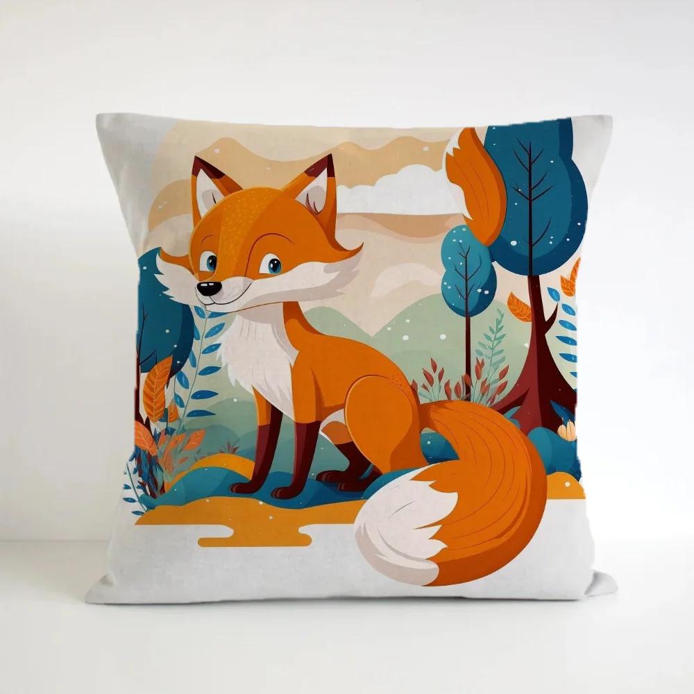 Cartoon Fox Cushion Cover 50x50 Cushions Decorative Pillowcases 40x40 Ornamental Pillows for Living Room Lounge Chairs Pillow