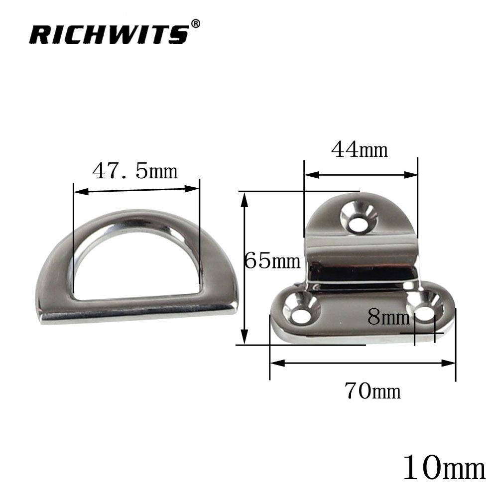 Stainless Steel 316 D-Shaped Mirror Polished Yacht Mooring Ring Deck Fitting