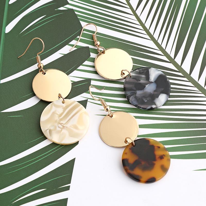 Горячо продаваемые серьги с леопардовым принтом в Европе и Америке, металлические двухдисковые акриловые серьги