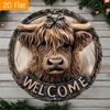 Двумерный знак с шотландской коровой, водостойкое металлическое настенное искусство, 8x8 дюймов, декор в стиле фермерского дома